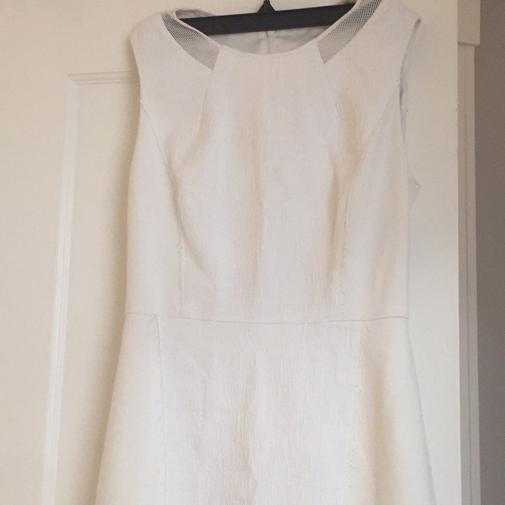 super flattering tahari white work dress